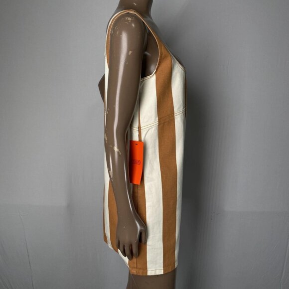 Simon Miller Women’s Sahara Striped Denim Mini Dress – Light Sand Brown/White S - Picture 7 of 12